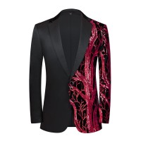 The Colorful Velvet Red Sequins Slim Fit Blazer Suit Jacket