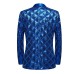 The Velvet Blue Sequin Shiny Stereoscopic Pattern Prom Slim Fit Blazer Suit Jacket