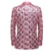 The Velvet Pink Sequin Shiny Stereoscopic Pattern Prom Slim Fit Blazer Suit Jacket