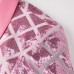 The Velvet Pink Sequin Shiny Stereoscopic Pattern Prom Slim Fit Blazer Suit Jacket