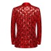 The Velvet Red Sequin Shiny Stereoscopic Pattern Prom Slim Fit Blazer Suit Jacket