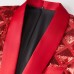 The Velvet Red Sequin Shiny Stereoscopic Pattern Prom Slim Fit Blazer Suit Jacket