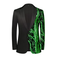 The Colorful Velvet Green Sequins Slim Fit Blazer Suit Jacket